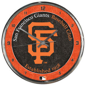 MLB San Francisco Giants Clock Round Chrome Retro Wall Bar 12 Inch New Fan Cave